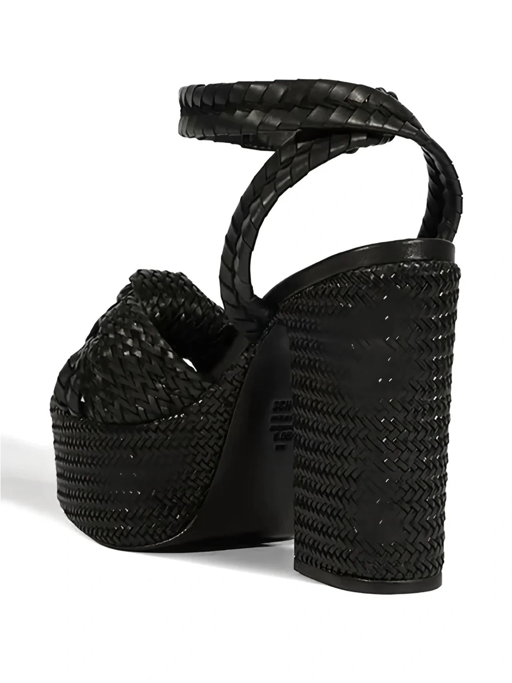 SCHUTZ Khari Black Woven Platform Ankle-Strap Sandals-7.5